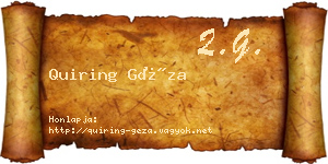 Quiring Géza névjegykártya