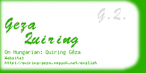 geza quiring business card